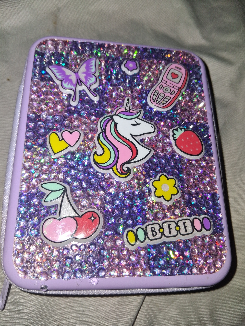 Claire's Purple Sparkle Unicorn Sticker Wallet